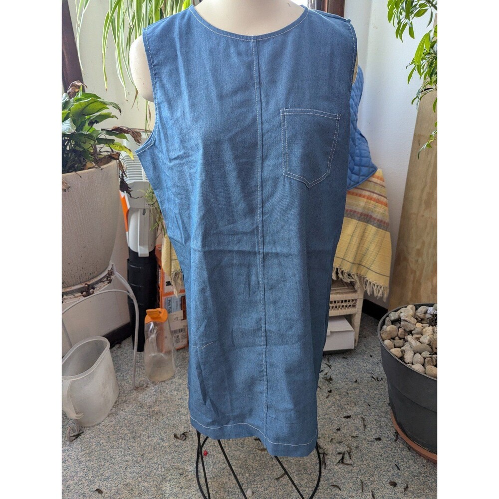 NWT Zanzea Blue Chambray Sleeveless Shift sz 12/14